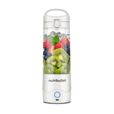 NutriBullet Portable, Batidora personal Portatil y ligera, Batidora eléctrica, Batidora para hacer Smoothies, Batidora multifuncional, vasos de 475ml, Cargador USB-C, blanco, NBP003W