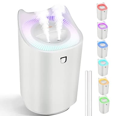 Humidificador de Silencioso para Bebes, USB 3L 24 Horas Habitacion Vapor Humificadores, 2 Boquillas y 3 Modos para Dormitorio Oficina