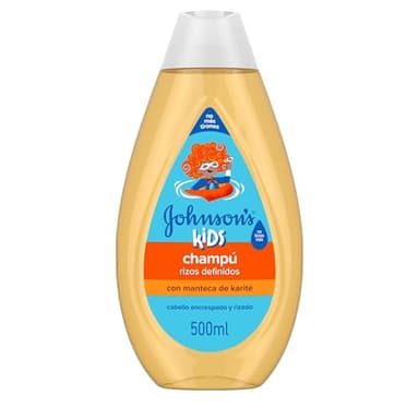 Johnson's Kids Champú Rizos Definidos (500 ml), champú niños con manteca de karité, con fórmula No Llores Más, 24 h de definición, para el cabello encrespado y rizado de los niños