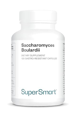 Saccharomyces Boulardii - Ayuda a Reequilibrar la Flora Intestinal y a Mejorar la Digestión - 20 Mil Millones de UFC - Levadura Probiótica - Vegano - Cápsulas Gastrorresistentes - SuperSmart
