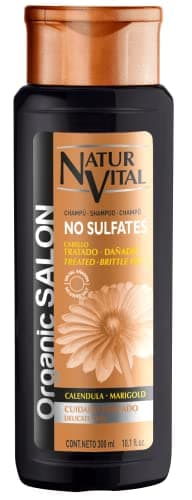 NaturVital - Champú Organic Salon, Sin Sulfatos, Parabenos ni Siliconas, Champú Natural con Keratina Vegetal y Extractos Biológicos, para Cabellos Dañados, Rizados o Alisados, 300 ml