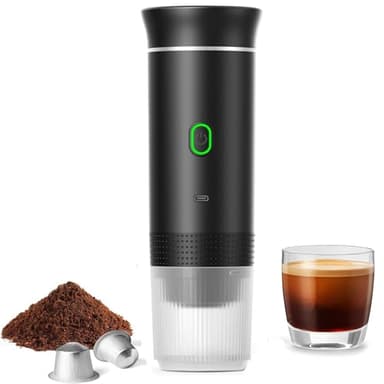 Mocoli Cafetera Espresso Eléctrica Portátil, Cafetera de Viaje para Camping 3 en 1, 60ml Máquina de Café Expreso Eléctrica, Cafetera de Coche Autocalentable con USB-C