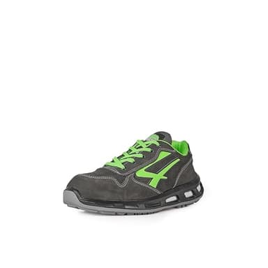 U-Power Red Lion Point, zapatos de seguridad unisex, ligeros, flexibles, de cuero antipinchazos, con inserto Infinergy, con puntera de aluminio - Grey & Green 40