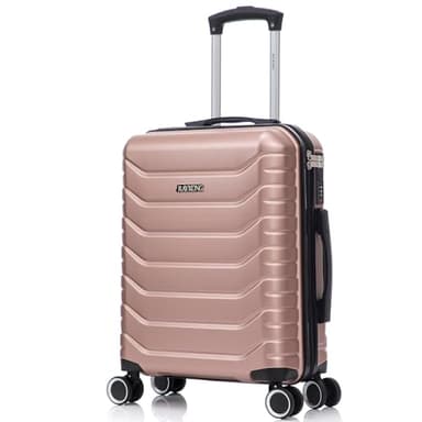 RAYKONG Maleta de Cabina 55x40x20cm Policarbonato (40L) semirígida Trolley pequeño Equipaje de Mano 4 Ruedas giratorios a 360º Cierre numérico (Rosa Dorado)