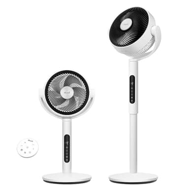 LEVOIT 20dB Ventilador de Pie Silencioso con Mando, Motor DC, 30W Circulador Ventilador Bajo Consumo, 4 Modo y 12 Velocidades a 2465m³/h, 30M de Viento, Temporizador 12h, Oscilación de 90°+120°