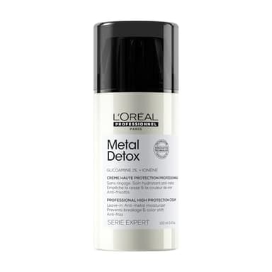 L’Oréal Professionnel, Crema Leave in, Fortalece la Fibra, Previene la Rotura, Protege del Sol y Calor, Enriquecido con Glicoamina, para Todo Tipo de Cabello, Metal Detox, 100 ml
