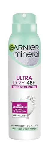 Garnier Desodorante en aerosol, antitranspirante, protección intensa contra el olor corporal y la humedad de las axilas, hasta 48 h de efecto, Mineral UltraDry