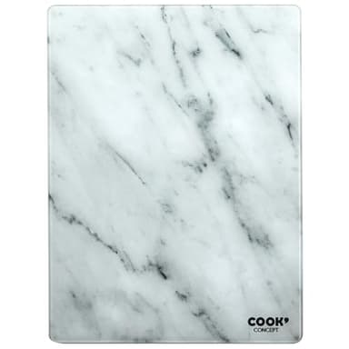 COOK CONCEPT - KD3348 Tabla de Cortar Rectangular de Vidrio Templado Efecto Mármol - Diseñada para Corte Fácil - Dimensiones 0,4 x 30 x 40 cm - Color Gris y Blanco