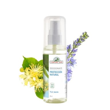 Corpore Sano - Desodorante en Spray Tilo y Salvia, Natural, Elimina el Mal Olor, Hasta 24h de Protección, Extracto Bio Certificado, Vegano, Sin Parabenos, Siliconas Aluminio, ni Triclosán, 80ml