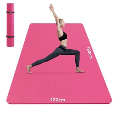 HAPBEAR Esterilla Yoga Grande, 183×116cm×6mm, Con Correas de Velcro y Bolsa de Transporte, Antideslizante Colchoneta Deporte Fitness, Yoga Mat en Casa para Mujeres y Hombres-Rosa