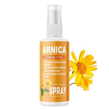 QKnatur - ARNICA Spray con extracto de Garra del diablo (Harpagofito) - 100ml. - Efecto frío. Dolor muscular, espalda, rodillas, contracturas. Con aceites esenciales de Gaulteria, Menta y Romero