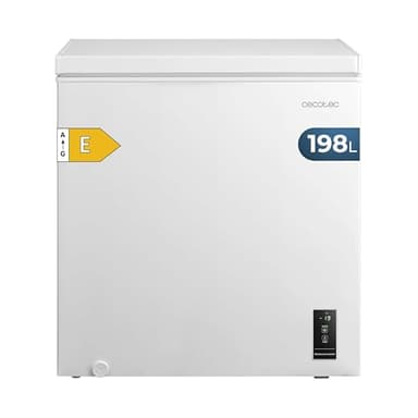 Cecotec Congelador Horizontal 198L Bolero CoolMarket Chest 198P White E. Cesta con Asas, Control Electrónico LED, UltraContact D-Cool, Dual Function, Puerta ZeroG (80º-30º), Fast Freezing, Compacto