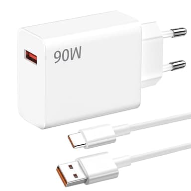 Menibeuty Cargador de 90 W con Cable USB-C de 1,5 m, Conector de Carga rápida Turbo para iPhone 15, 14, 13, Ultra, Poco F6, X7, F7 Pro, Note 13, 14 Pro 5G, 14T, 13T, Note 14, 13, 12S, 12