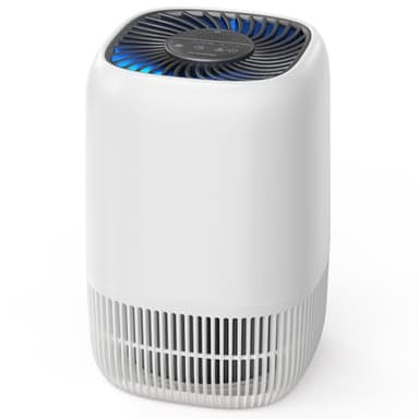 AROEVE Purificador de Aire con Filtro HEPA H13 de 3 Etapas, con un Consumo de Energía de tan solo 5W, Silencioso a 22db con Aroma, Combate el Polen, el Humo y el Pelo de Mascotas