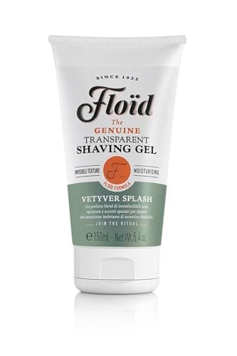 Floid Vetyver Splash Gel afeitar transparente (150 ml), crema afeitar con glicerina para proteger e hidratar la piel, jabón afeitar suave de aroma energizante