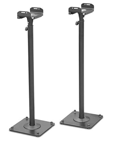 2 Piezas Soportes de Altavoz del Altura Ajustable con Canal de Cable Barra telescópica Negro Modelo: BS16Bx2