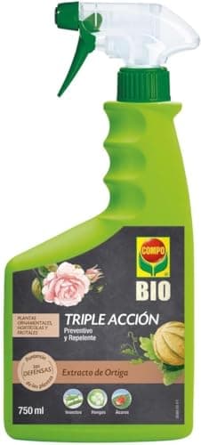 COMPO BIO Triple Acción, Protección contra Insectos, Hongos y Ácaros, Para Plantas Ornamentales, Hortícolas y Frutales, Envase pulverizador, 750 ml