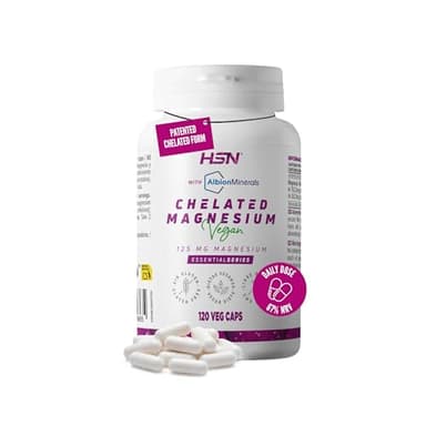 HSN Magnesio Bisglicinato Albion™ 250mg | Magnesio Cápsulas 120 Veganas | Magnesio Quelado Alta Biodisponibilidad | Contribuye a Reducir el Cansancio y Fatiga | Sin Gluten