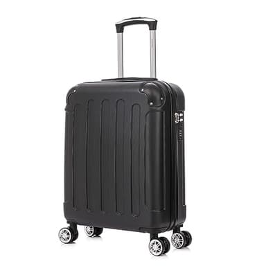 RAYKONG Maleta Cabina ABS 55x40x20cm 44L - Maxima aprovechamiento de Capacidad - 4 Ruedas Giratorias Dobles con 360ª - Candado Incrustado - Negro