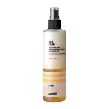 GLOSSCO PROFESSIONAL - Spray Protector Solar Cabello Sun Code UVB Protective Spray, 240 ml, Extracto de Papaya y Coco, Protector UV, Hidratación Profunda Cabello, Previene Daños y Pérdida de Color