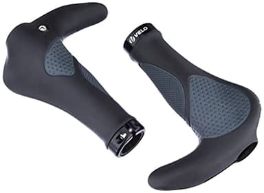 ERGOGEL D3 Bar Fahrradgriff, ergonomische Form, Gel-Schraubgriff, mit Lenkerendstopfen, Länge: 138mm 410461.0 Mango para Bicicleta, Unisex Adulto, Negro/Gris, 138 mm