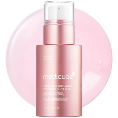 medicube PDRN Pink Collagen Exosome Shot Serum 7,500 PPM – Suero potenciador con exosomas, ADN de salmón PDRN y espículas para poros, tono y textura de la piel