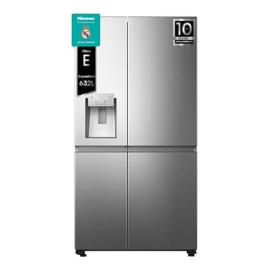 Hisense RS818N4TIE1 - Frigoríficos, Americano Side By Side, 632L, Class E, Ancho 91cm x Altura 179cm, Multi Air Flow, Congelamiento Rápido, Dispensador Hielo y Agua, Motor Inverter, Grey, Inox