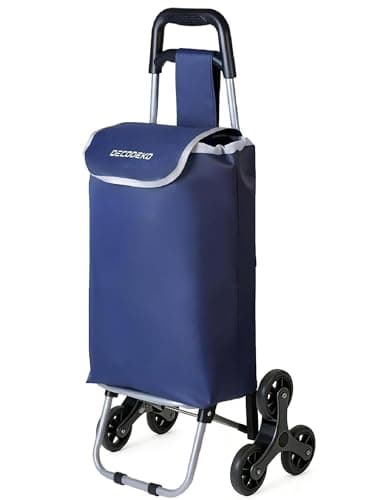 Carro de la Compra 6 Ruedas, Carrito Compra Plegable de Aluminio con Bolsa Oxford Desmontable, Carro Compra para Subir Escaleras (Azul, 34L)