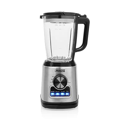 Princess 212094 Batidora de vaso con jarra de cristal de 1,75 L, con función de batidos, autolimpieza, para picar hielo y turbo, 22,000 rpm, 1400 W