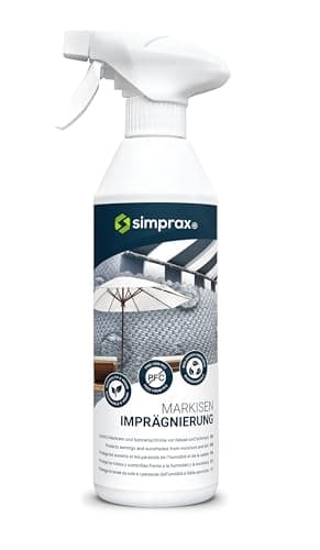 simprax® Spray Impermeabilizante Textil para Toldos, Lonas y Tejidos de Exterior, Duradero y Resistente a Los Rayos UV - Certificado Oeko-Tex - Spray Impregnante Ecológico y Transparente - 500 ml