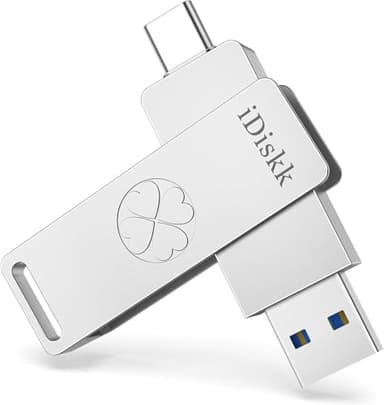 iDiskk Unidad flash de 256 GB para iPhone 17/16/15 Pro/Max, USB-C iPad, MacBook, Android, 500 MB/s, memoria USB 3.2 de alta velocidad con aplicación de copia de seguridad automática para fotos/videos