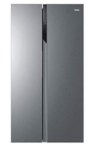 Haier SBS 90 Series 3 HSR3918ENPG - Frigorífico Side by Side, Americano, Apertura 90 grados, Tecnología Antibacterias, Capacidad XXL 528 L, Total No Frost, Clase E, Inox, Gris, 177,5 x 90,8 x 64,7 cm