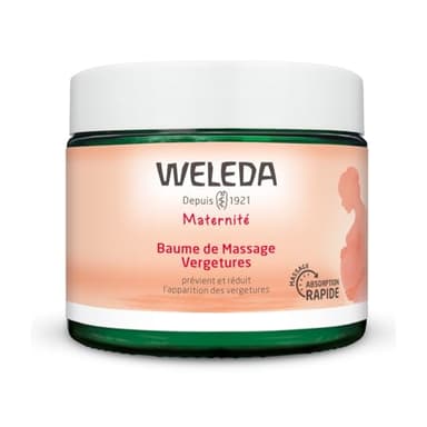 Weleda - Bálsamo de masaje, Nutre la Piel, Previene y Reduce las Estrías, con Centella Asiática, Manteca de Karité BIO y Aceites Esenciales, Uso Antes y Durante el Embarazo - 150 ml