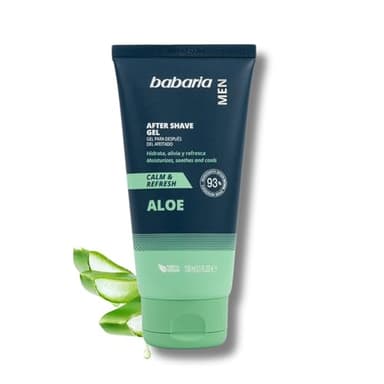 Babaria - After Shave Hombre Con Aloe Vera | Crema Hidratante Facial Para Después Del Afeitado | Crema Cara Hombre Refrescante Y Calmante | After Shave Con Aloe Vera