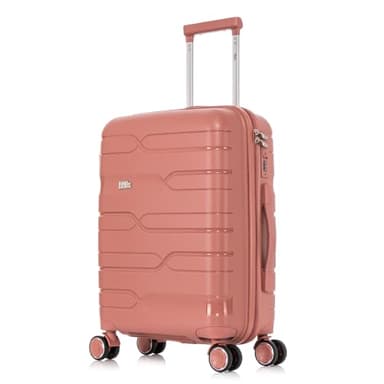 1990s Maleta Mediana expandible Polipropileno 65cm para 23kg (79L)| Maleta semirigida Extensible con 4 Ruedas Giratorias y Candado Incrustada (RosaDorada)