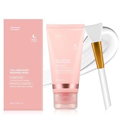 Mascarilla de Colágeno, Mascarilla Envolvente Nocturna con Colágeno, Mascarilla Facial de Colágeno Peel Off para Usar de Noche, Mascarilla de Hidratación Intensa, Aporta Firmeza（75ml）