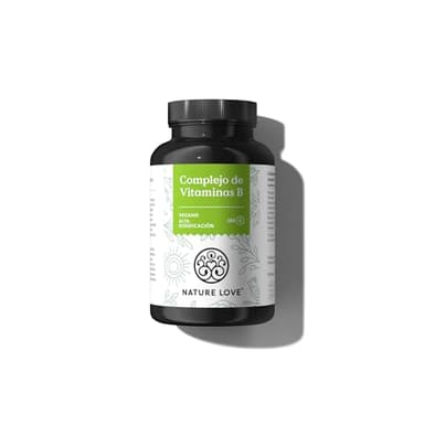 Complejo de vitaminas B NATURE LOVE® - Alta dosificación: 500 µg B12-180 cápsulas (6 meses) - 8 vitaminas B (B1, B2, B3, B5, B6, B7, B9, B12) – vegano, probado en laboratorio