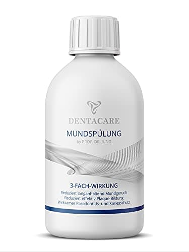 Enjuague bucal DENTACARE con triple acción de PROF. DR. JUNG, reduce eficazmente el mal aliento de larga duración, la formación de placa, la periodontitis y la caries dental. (250ml)