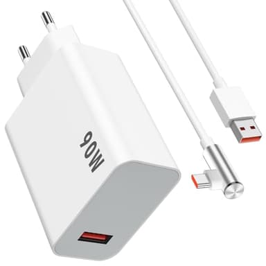 ASKUBSKU 90W Cargador y 1Metro Cable USB C 90° Grados para Xiaomi Poco X7 Pro F7 F6 5G Charge Rápida Carga Adaptador 6A Carga Cable Tipo C para Xiaomi 17 Ultra 15 14 Ultra 13 Redmi K80 Redmi 4 3