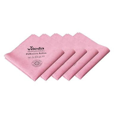Vileda Professional, Bayeta PurMicro Active, Rojo, Microfibra alto rendimiento, Recubrimiento PUR, Superficies lisas, Inox y Vidrio, Alta absorción, Secado sin rastros, Disponible 5 colores, 38x35cm