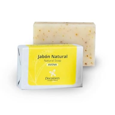 Decolores | Jabón Natural de Avena 100 gr | Jabón Antibacterial Facial y Corporal | Pastilla de Jabón Natural para Piel Sensible, Grasa y con Acné | Calma la Irritación y Limpia la Piel