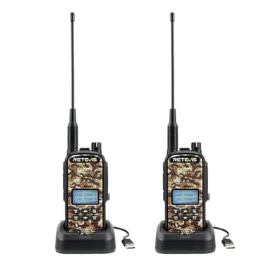 Retevis EZTalk 62 Walkie Talkie, Emisora Caza, Impermeable IP67, Walkie Talkie Largo Alcance, VOX, Linternam, 2200mAh, Función de Silencio Instantáneo para Caza (2 Unidad, Camuflaje)