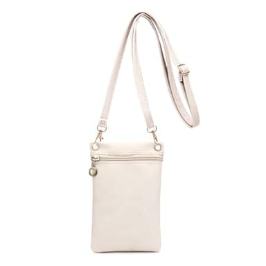 Energather Bolso para teléfono móvil, piel sintética suave, bolso bandolera para mujer, funda para teléfono móvil, con se puede separar los hombros, cinturón para compras, citas, paseos, Blanco, small