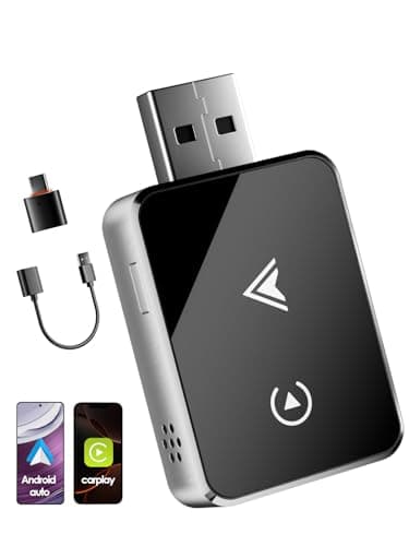 Adaptador Inalámbrico 2 en 1 para CarPlay/Android Auto, PARPAT 2025 Conversión Mejorada de Cable a Inalámbrico con USB/Tipo-C, Conexión Estable y Sin Retrasos, Compatible con iPhone/Android (K3)