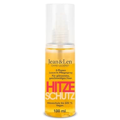 Jean & Len protector del calor 2-phase leave-in spray, protege el cabello del daño por calor hasta 220°C, formulación antiencrespamiento, sin parabenos ni siliconas, vegano, 100 ml