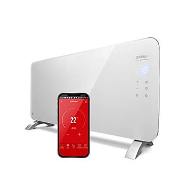 Gridinlux | Radiador Eléctrico Silencioso Programable | Control Móvil App y WIFI | 2 Potencias | Resistencia IP24 | Apto para Baños | Homely WiFi Warm 2000W