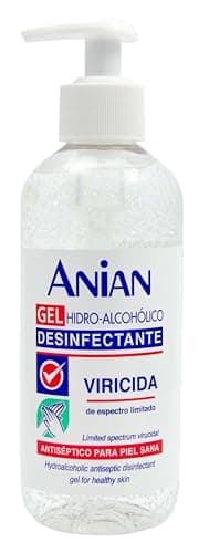 ANIAN - Gel Hidroalcohólico Desinfectante Antiséptico, 300 ml, +60% de Alcohol, Gel Desinfectante de Manos, Bactericida y Viricida, No Reseca la Piel, Limpiador de Manos sin Aclarado