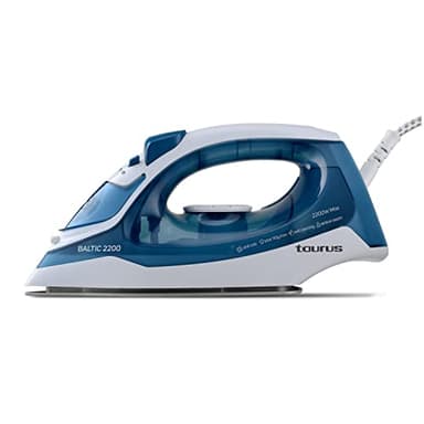 Taurus – Plancha de vapor Baltic,2200W,Suela Silver,Golpe vapor 110 g/min,Antical,Antigoteo,Autolimpieza,Planchado vertical,Aviso sonoro y visual,Azul/Blanco