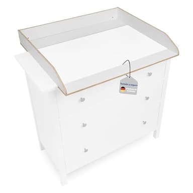 Jonka Adaptador para Cambiador Hemnes IKEA Cómoda de 108 y 160 cm | Cambiadores Bebé de Madera Natural para Cómodas | Certificado Bajo Normativa de Seguridad Europea DIN EN 12221 – Blanco