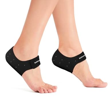 Protector de talón de gel de Fascitis plantar, Bukihome Copa de talón para hombres y mujeres, alivia el dolor del talón, tendón de Aquiles seco y agrietado almohadilla de apoyo del talón, Negro, 36-41
